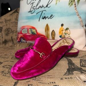 SAM EDELMAN Linnie Velvet Mule Slip On Flat Pink Women’s Size 7